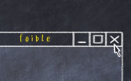 Concept of dealing with problem. Chalk drawing of closing program window with caption foible.の写真素材
