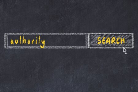 Chalkboard drawing of search browser window and inscription authority.の写真素材