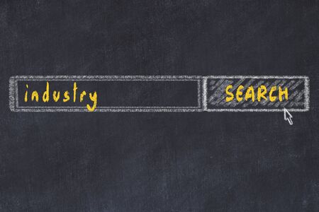 Chalkboard drawing of search browser window and inscription industry.の写真素材