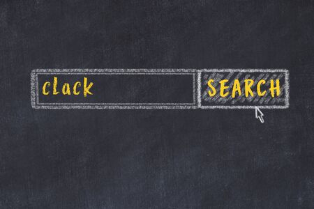 Concept of looking for clack. Chalk drawing of search engine and inscription on wooden chalkboardの写真素材