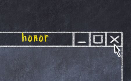 Chalk sketch of closing browser window with page header inscription honorの写真素材