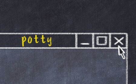 Chalk sketch of closing browser window with page header inscription potty  の写真素材