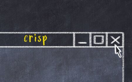 Chalk sketch of closing browser window with page header inscription crisp  の写真素材
