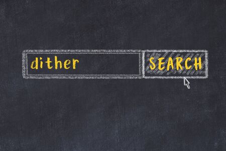 Drawing of search engine on black chalkboard. Concept of looking for ditherの写真素材