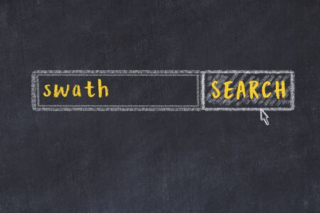 Concept of looking for swath. Chalk drawing of search engine and inscription on wooden chalkboardの写真素材