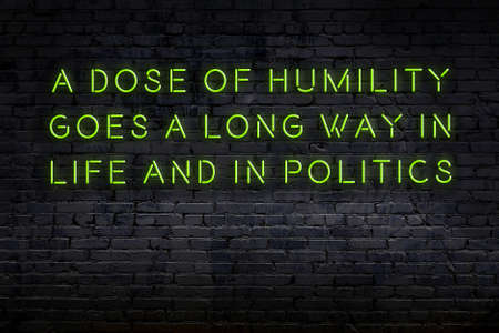 Wise quotation as light neon sign on brick wallの写真素材