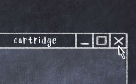 Chalk sketch of closing browser window with page header inscription cartridgeの写真素材