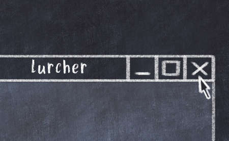 Chalk sketch of closing browser window with page header inscription lurcherの写真素材
