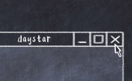 Closing browser window with caption daystar. Chalk drawing. Concept of dealing with troubleの写真素材