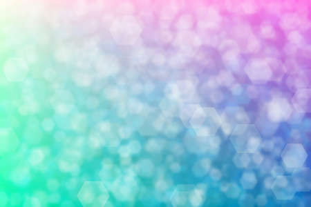 blue and beige abstract defocused background with hexagon shape bokeh spots