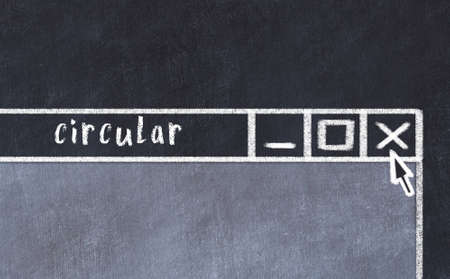 Chalk sketch of closing browser window with page header inscription circularの写真素材