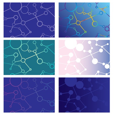 Set of abstract backgrounds of intersecting lines and circles.のイラスト素材