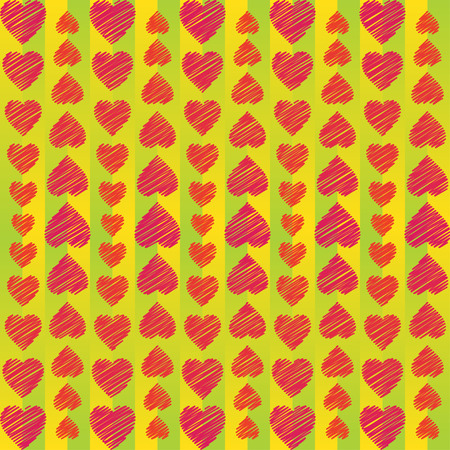 Abstract ornament from hearts arranged vertically on striped backgroundのイラスト素材
