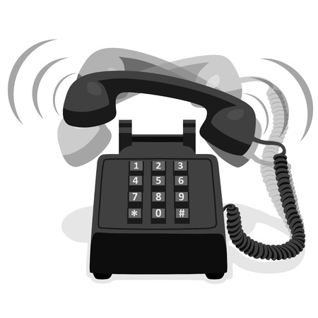 Ringing Black Stationary Phone With Button Keypadのイラスト素材