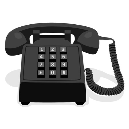 Black Stationary Phone With Button Keypadのイラスト素材
