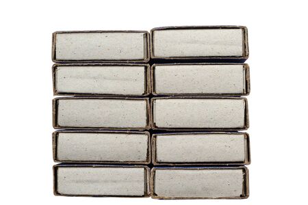 Many boxes of matches on a white background, isolatedの写真素材