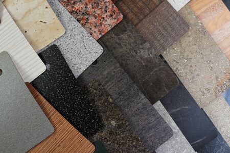 Samples of designer textures laid out on the tableの写真素材