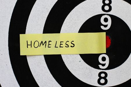 Sticker text: Homeless in the center of the target.の写真素材