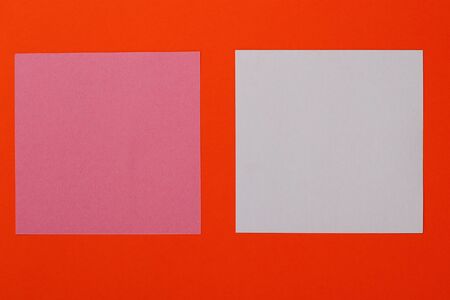 Two blank stickers with place for text or inscription on an orange background, blank for designの写真素材