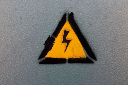 Sign caution high voltage creative abstract symbolic backgroundの写真素材