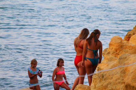 Odessa, Ukraine July 27, 2019, People on the city beach sunbathe in the midst of the tourist season. Editorial Use Onlyのeditorial素材