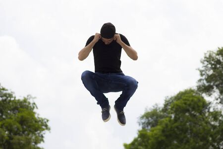 Man in a jump, life style flying, extreme as a lifestyle