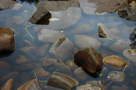 Beautiful stones in glass-smooth water. Wildlife Landscape Background