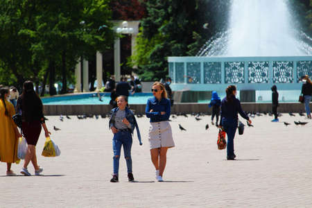 Balti, Moldova May 22, 2020 quarantine cancellation and the first exit of people on the streets of the city. Editorial Use Onlyのeditorial素材