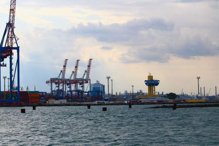 Odessa, Ukraine July 20, 2019 Cargo international trade port of the cityのeditorial素材