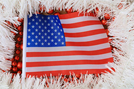 New Year in the USA. Abstract Christmas background, selective focus.の写真素材