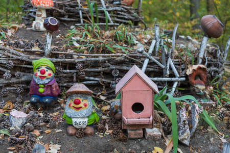 Decorating a garden, city park or leisure space. Decorative paraphernalia. Selective focus...