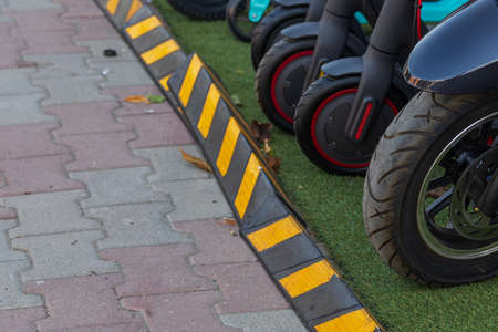 September 26, 2020 Balti Moldova Abstract background of parking for eco-friendly electric transport