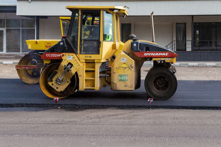 October 2, 2020 Balti or Beltsy Moldova Abstract illustrative editorial road repair background.
