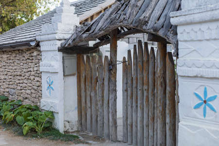 Beautiful front door, wicket or gate. The main entrance from the city street. Symbolic background