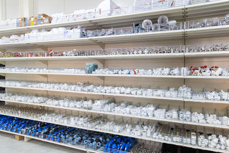 October 14, 2020 Balti or Beltsy Moldova Building materials store. Illustrative editorial. Plumbing departmentのeditorial素材