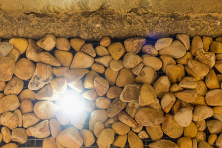 Natural stones in interior decor with lighting in the dark. Backgroundの写真素材