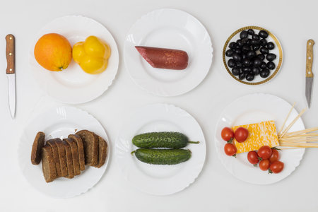 Ingredients for making canape sandwiches for a quick and convenient snack. Backgroundの写真素材