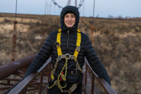December 6, 2020 Rezina, Moldova Rope jumping is an extreme type of recreation. Selective focus with blurred background.のeditorial素材
