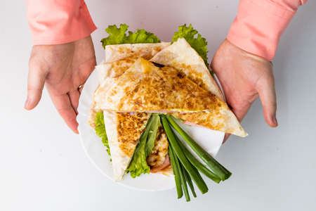 Closed-type pizza Panzerotti. Home cooking or culinary background abstract. Homemade dish.