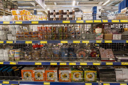 March 23, 2021 Balti Moldova supermarket or wholesale hypermarket. Department of goods for the...