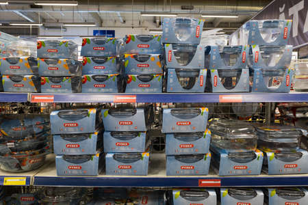 March 23, 2021 Balti Moldova supermarket or wholesale hypermarket. Department of goods for the...