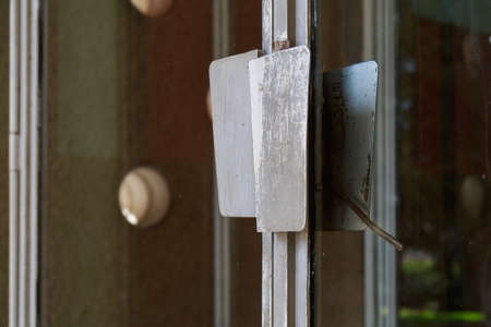 Doors of an old abandoned industrial building. Background