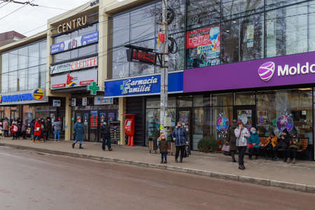 January 26, 2021 Balti Moldova public transport stop in the city. Illustrative editorial