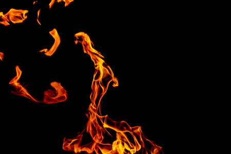 Abstract black background with fire and copy space for text or lettering