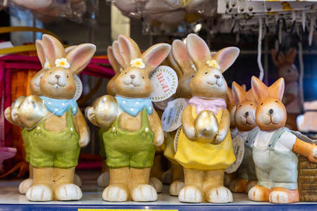 April 22, 2021 Beltsy Moldova goods on the market shelf. Supermarket showcase. Illustrative...