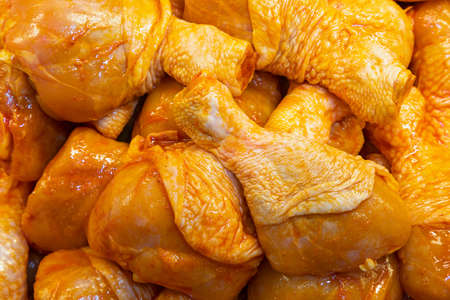 Meat section. Grocery store showcase or supermarket shelf.の写真素材