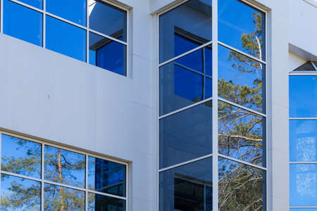 Element of a modern glass building. Background or blank with copy space. Underlay for text or...