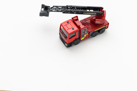 January 8, 2020 Balti Moldova toy car of the FIRE SERVICE on a light background. An important...
