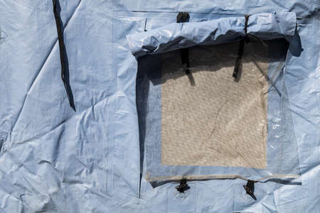Medical tent window for express testing for  vaccination of the population. Backgroundの写真素材