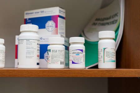 Modern medicines for HIV infection. AIDS pills. Balti, Moldova May 12, 2021. Illustrative editorial. Copy space for text.のeditorial素材